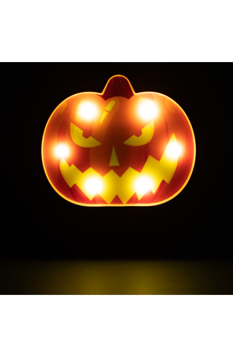 Northlight LED Lighted Jack-O-Lantern Halloween Marquee Sign - 7.5" - White Lights, Alternate, color, Orange