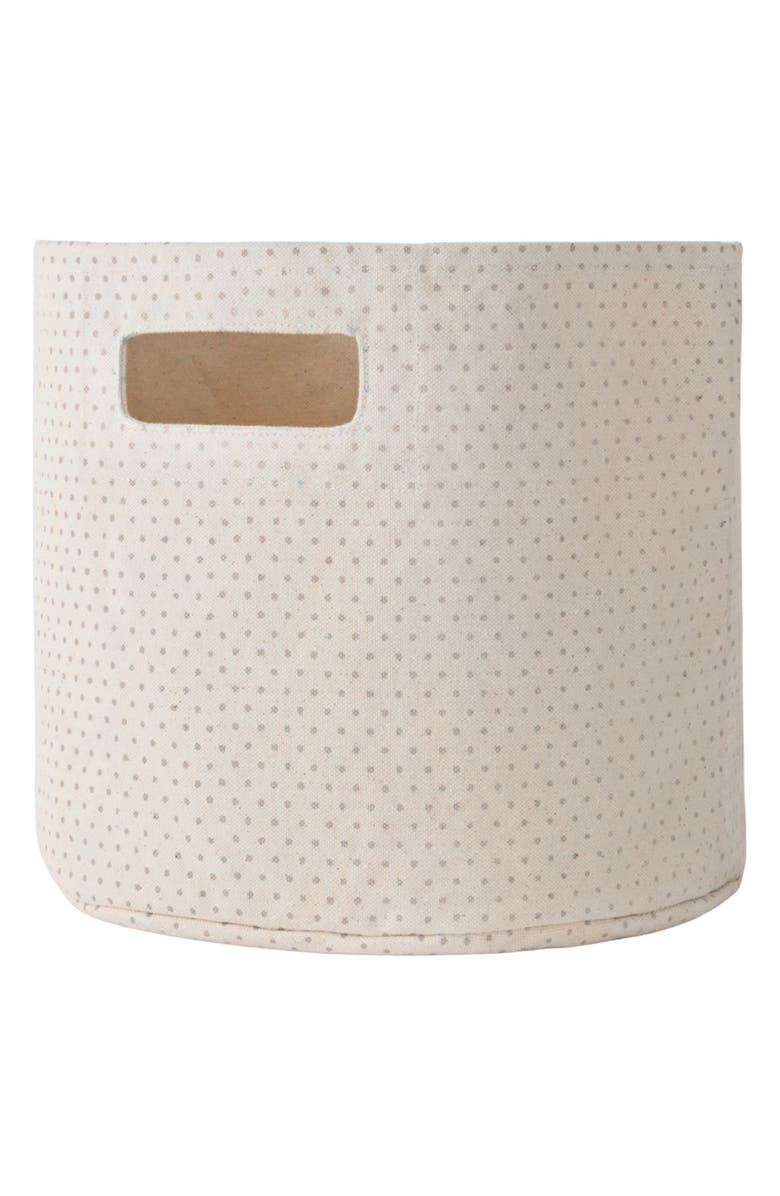 Pehr Printed Cotton Canvas Basket, Main, color, Pin Dot Pebble
