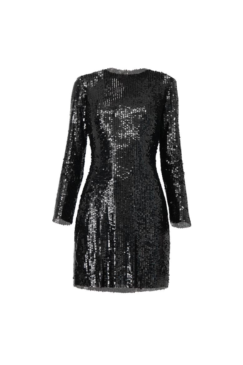 Short Sequin Dress, Alternate, color, Black