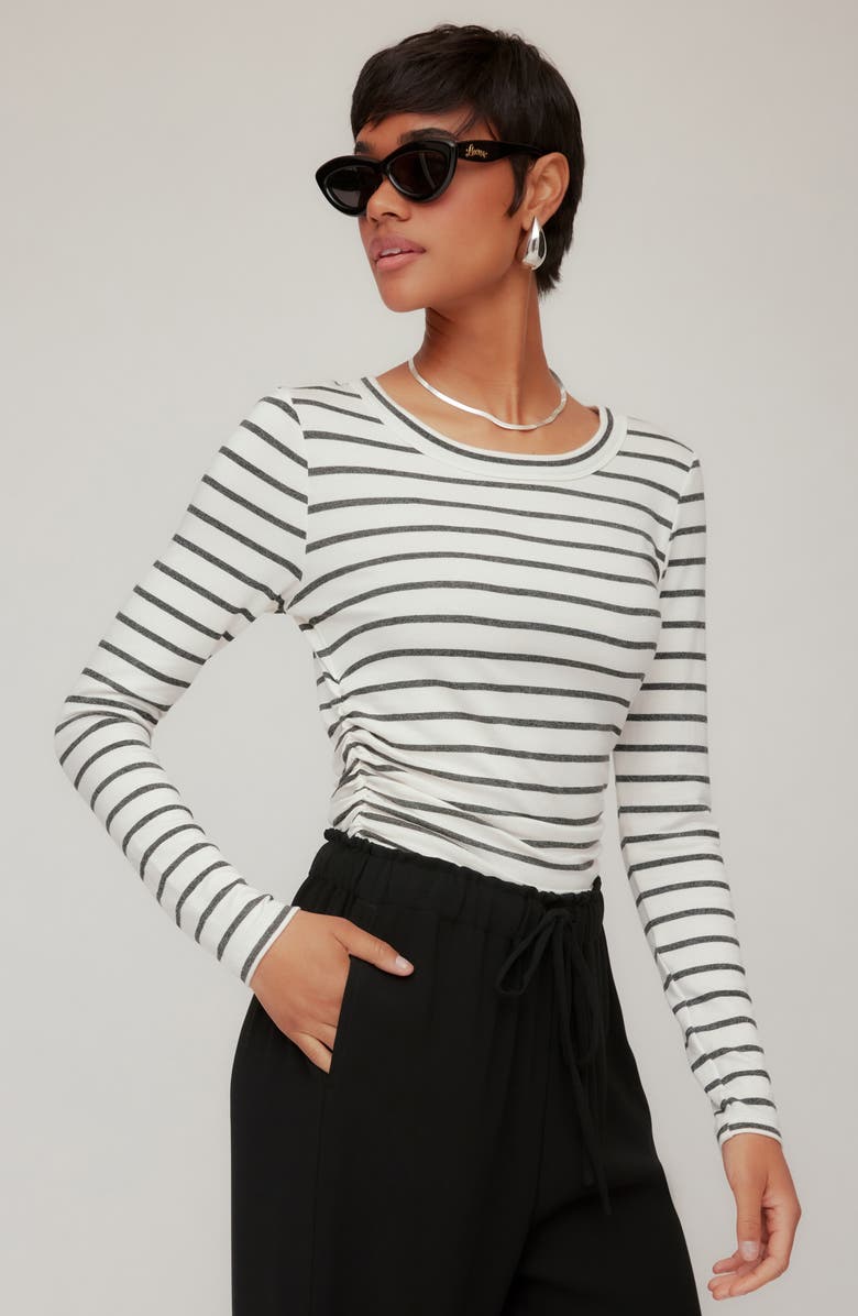 FIFTEEN TWENTY Steff Stripe Ruched French Terry Top, Alternate, color, Stripe