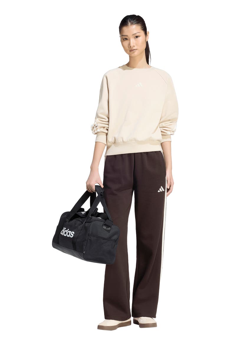 Essentials 3-Stripes Open Hem Fleece Track Pants, Alternate, color, AURORA COFFEE/ IVORY