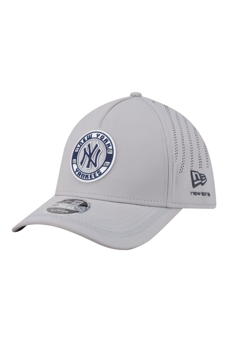 Men's New Era Gray New York Yankees Patch 39THIRTY A-Frame M-Crown Perforated Flex Hat, Alternate, color, Gray