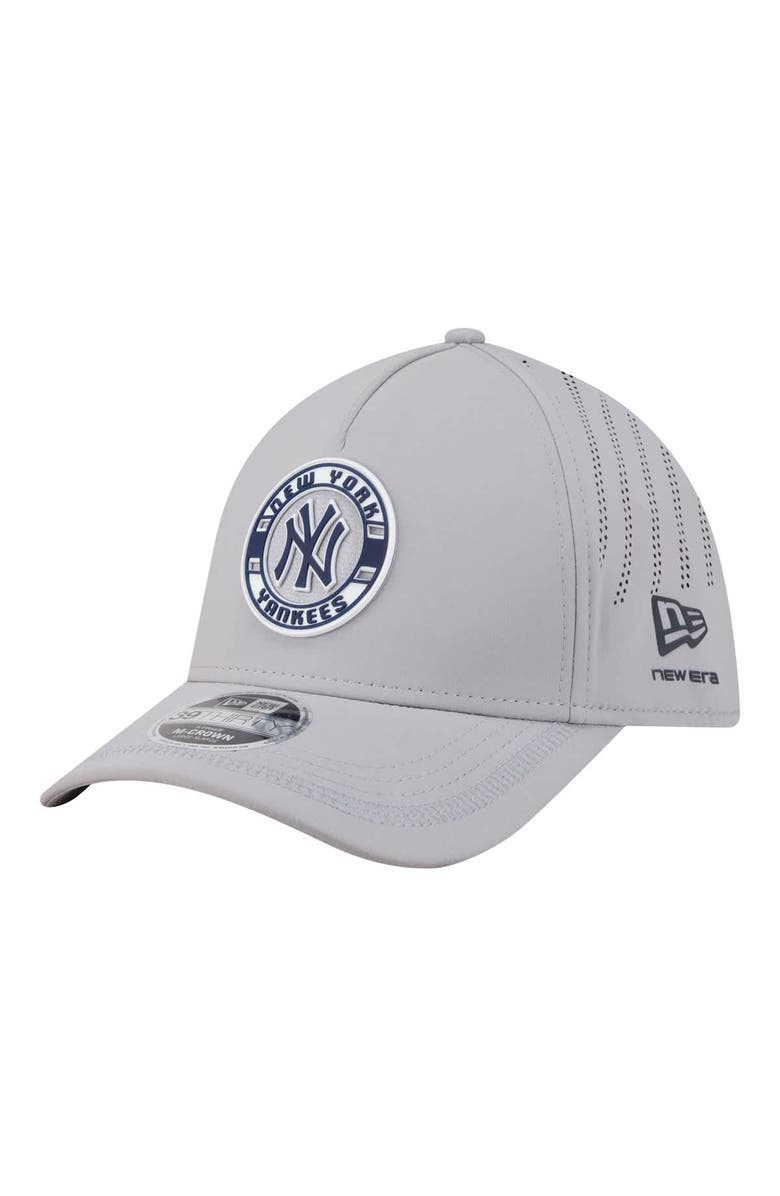 New Era Men's New Era Gray New York Yankees Patch 39THIRTY A-Frame M-Crown Perforated Flex Hat, Alternate, color, Gray