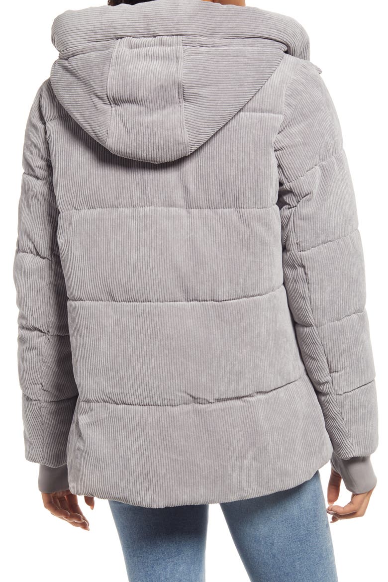 Hooded Funnel Puffer Coat, Alternate, color, GREY