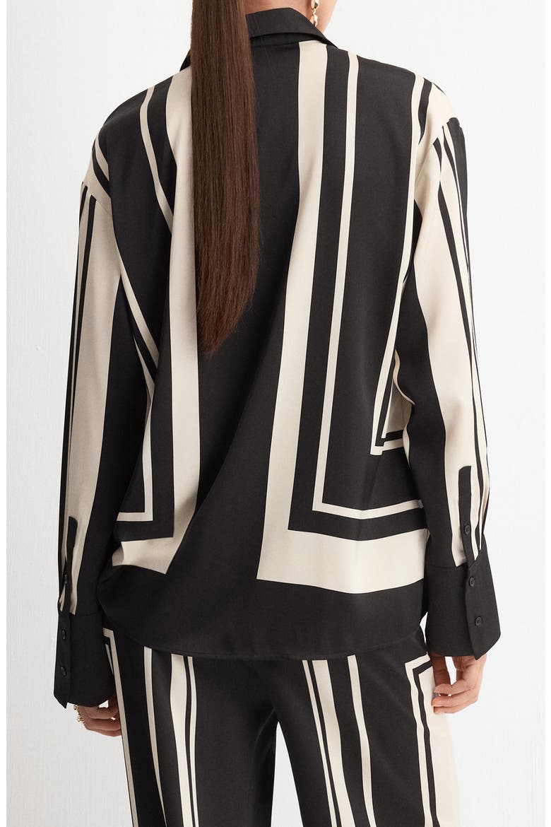 Stripe Satin Button-Up Shirt, Alternate, color, BLACK