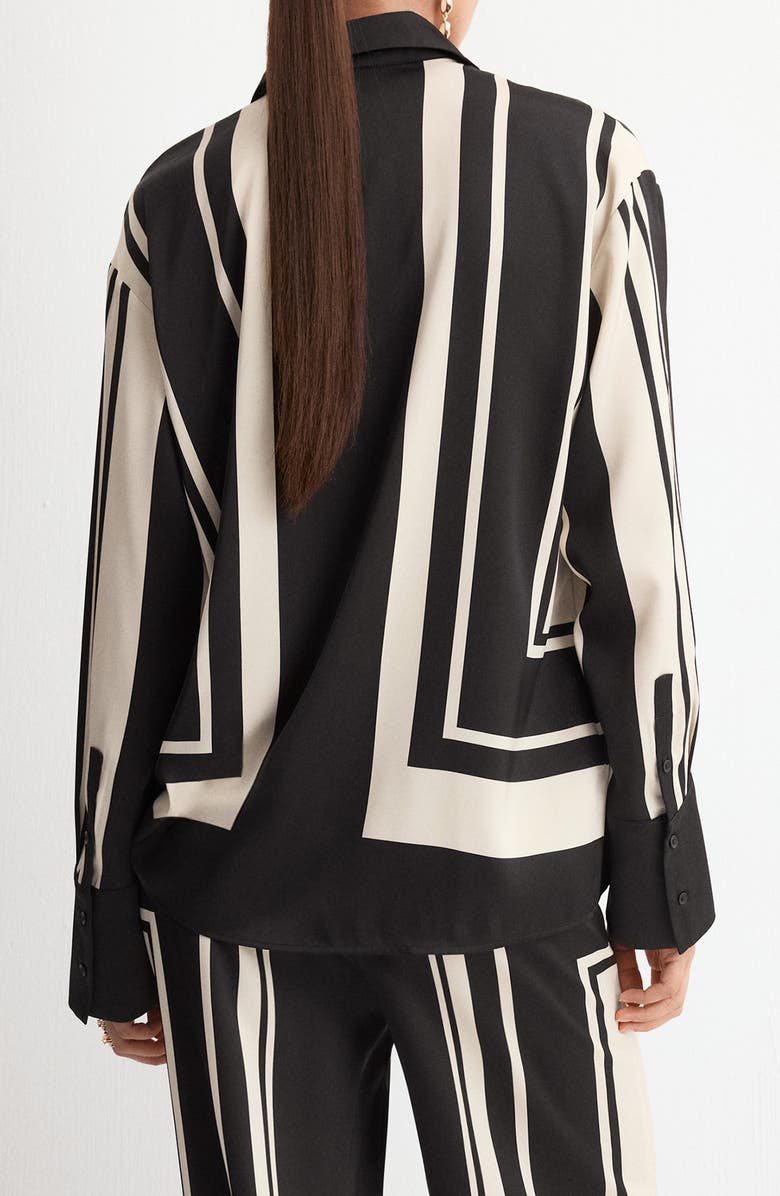 MANGO Stripe Satin Button-Up Shirt, Alternate, color, 