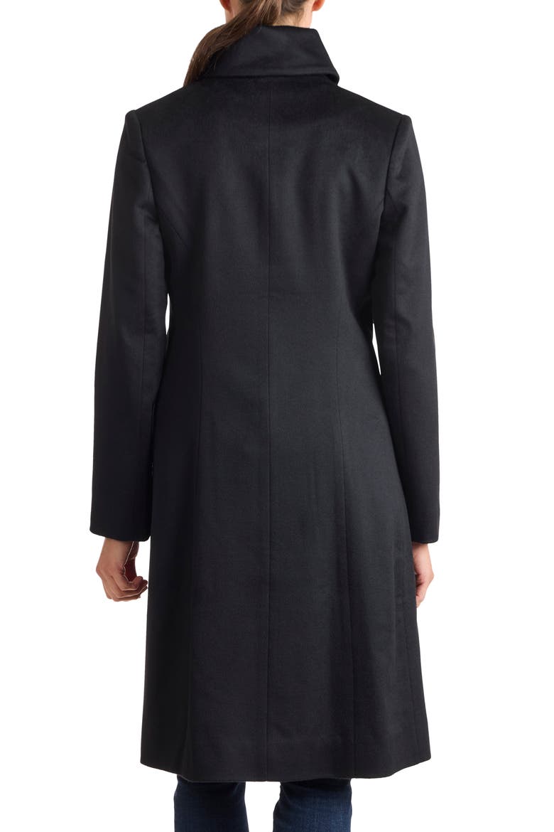 Round Collar Wool Coat, Alternate, color, BLACK