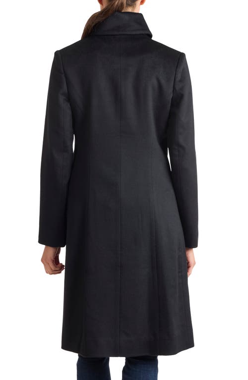 Sofia Cashmere Round Collar Wool & Cashmere Blend Coat In Black