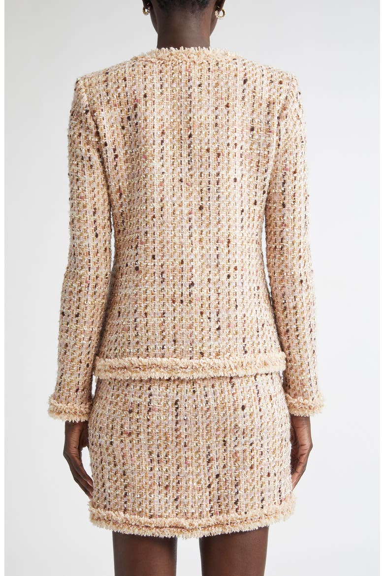 Susan Fringe Trim Metallic Tweed Jacket, Alternate, color, POWER ROSE/ ACORN MULTI