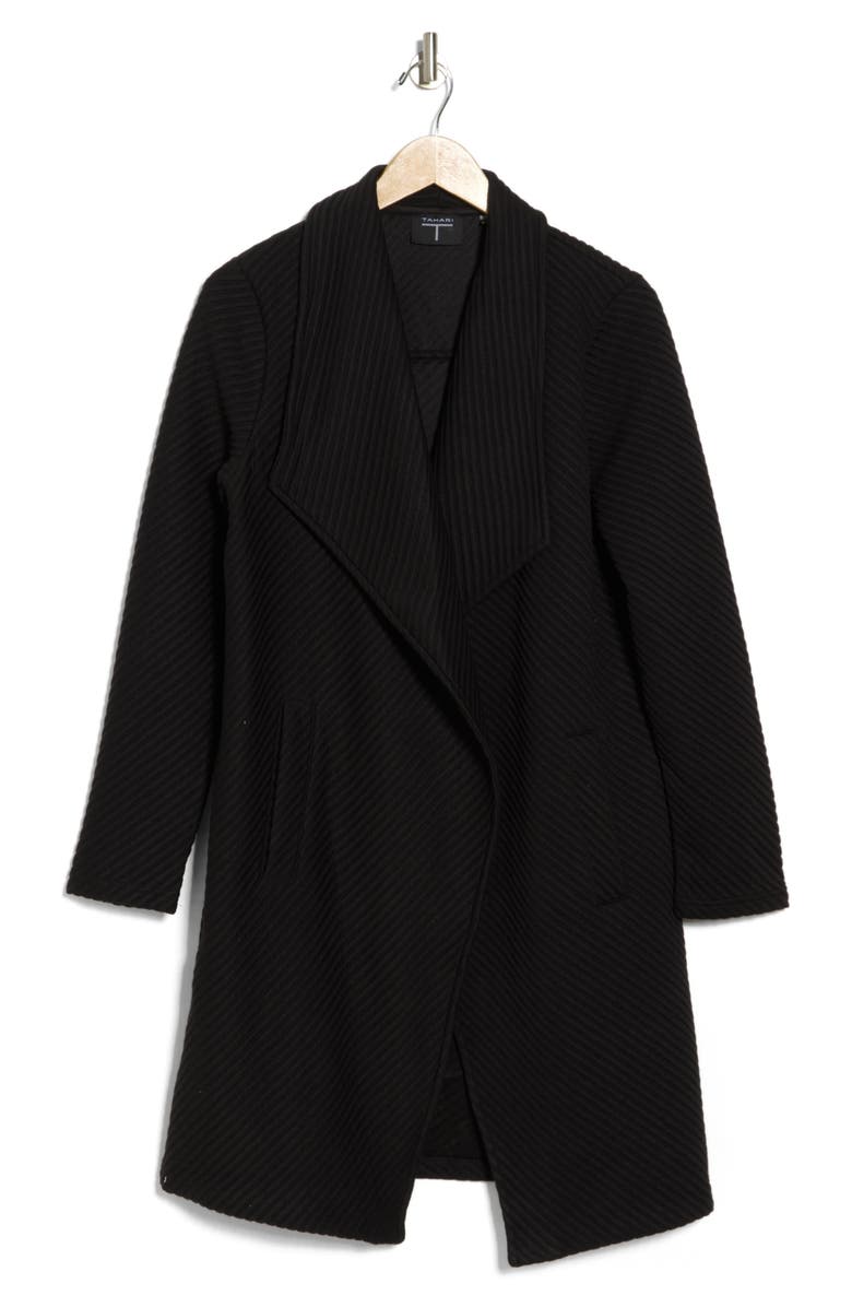 T Tahari Ottoman Waterfall Knit Topper, Alternate, color, Black