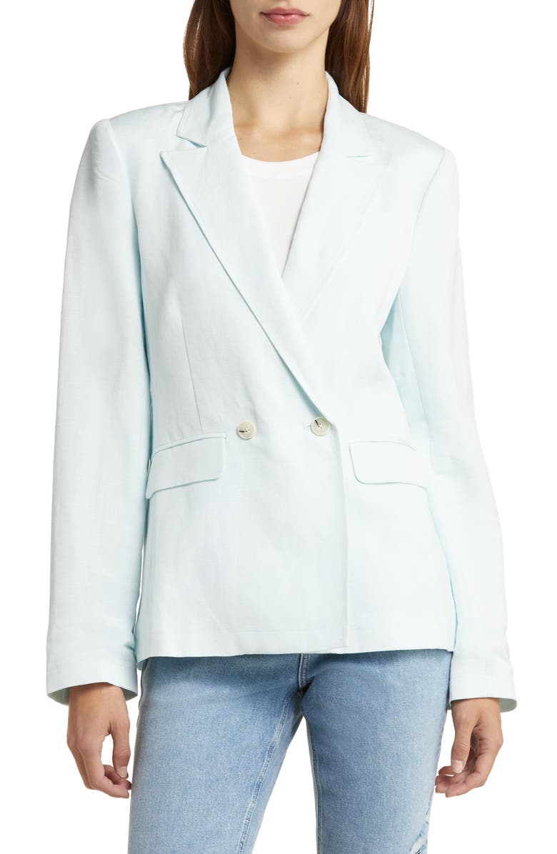 PAIGE Dawson Double Breasted Linen Blend Blazer, Alternate, color, 