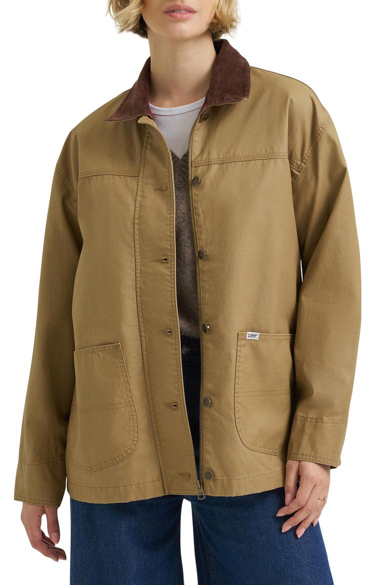 Cotton Chore Coat, Alternate, color, DARK KHAKI