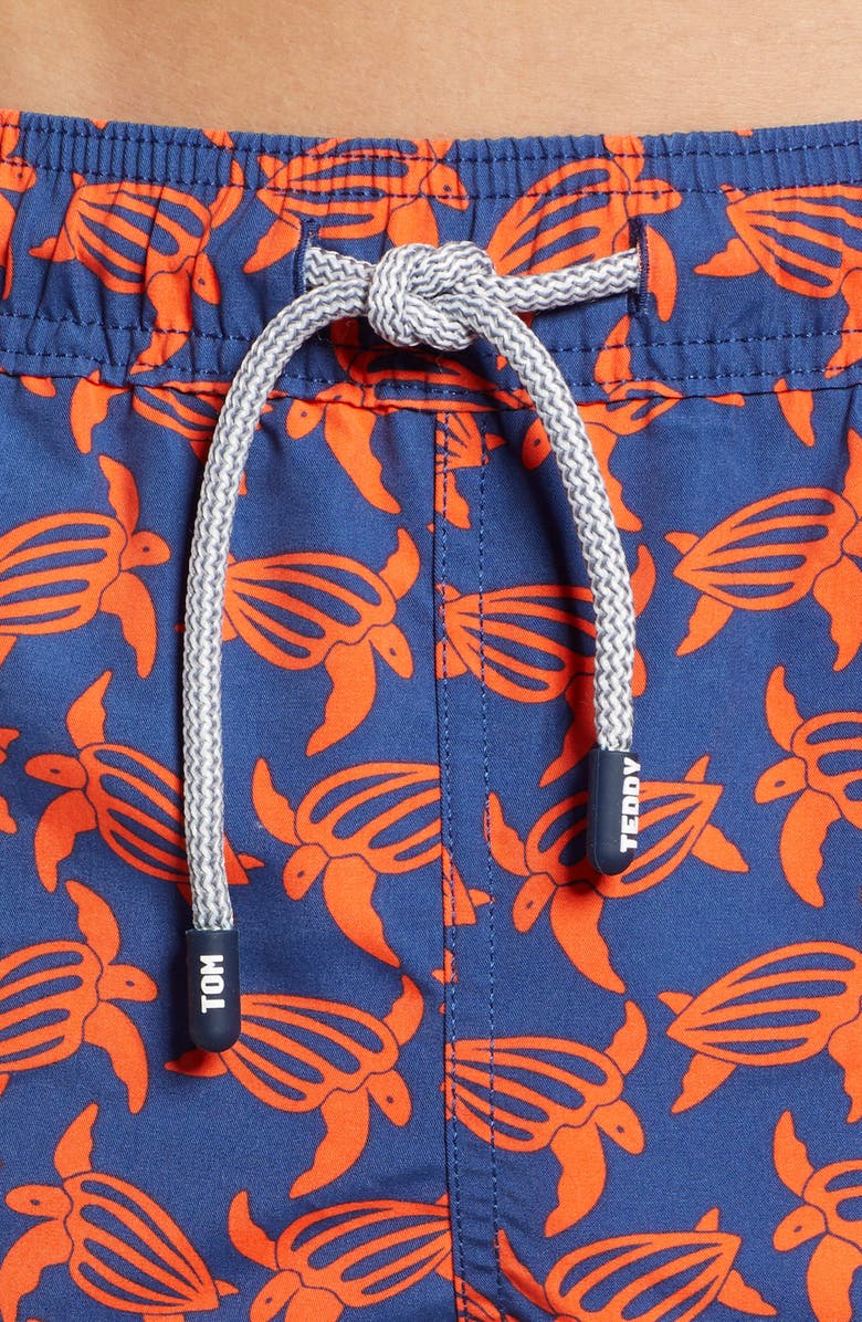 Tom & Teddy Turtle Print Swim Trunks, Alternate, color, 