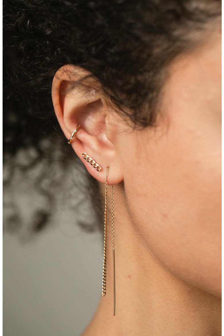 Curb Chain Bar Single Stud Earring, Alternate, color, 14K YELLOW GOLD