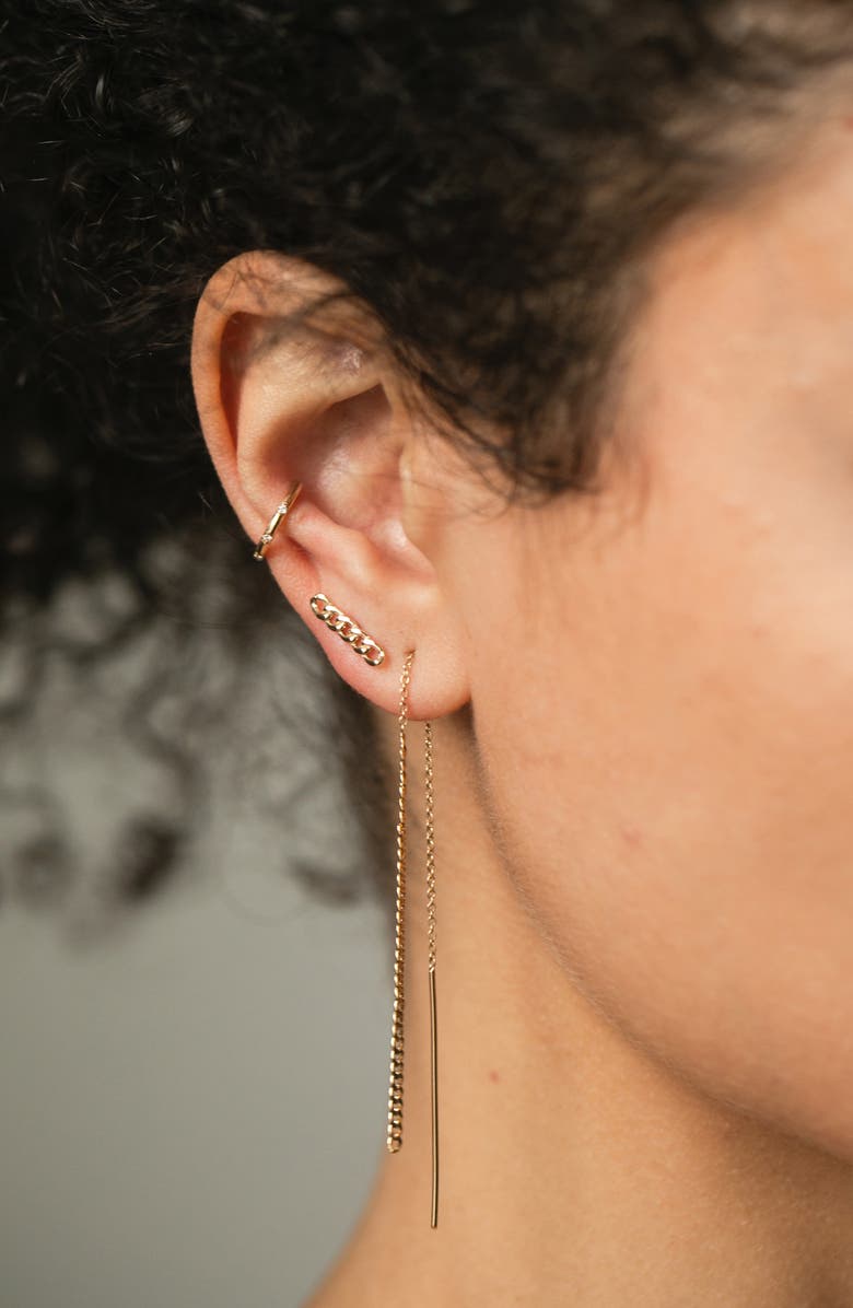 Zoë Chicco Curb Chain Bar Single Stud Earring, Alternate, color, 14K Yellow Gold