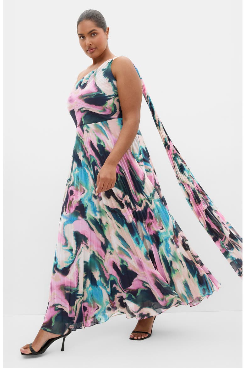 Eloura One-Shoulder Pleated Maxi Dress, Alternate, color, RIPPLED