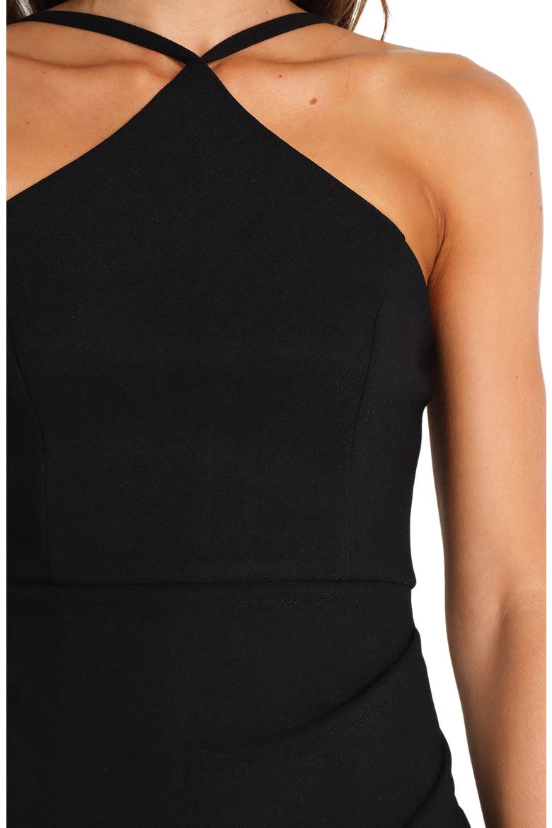Sasha Halter Midi Dress, Alternate, color, BLACK