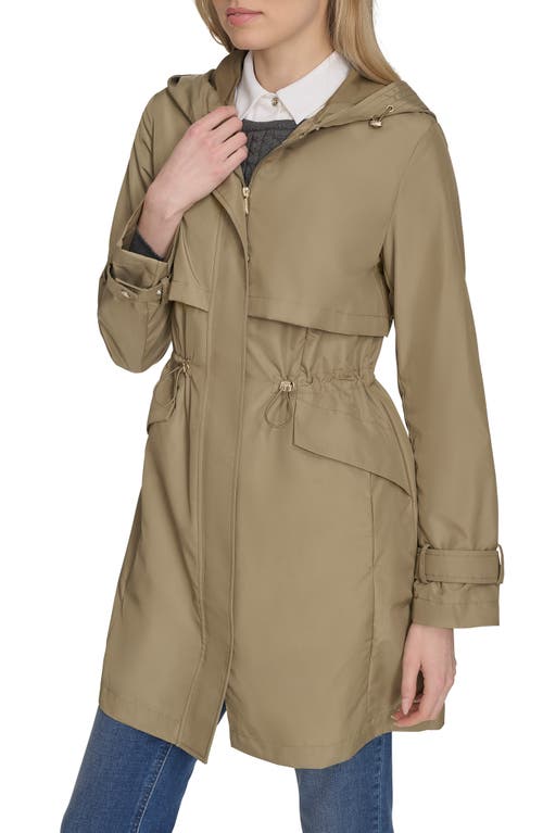 Cole Haan Signature Hooded Trench Raincoat In Sage