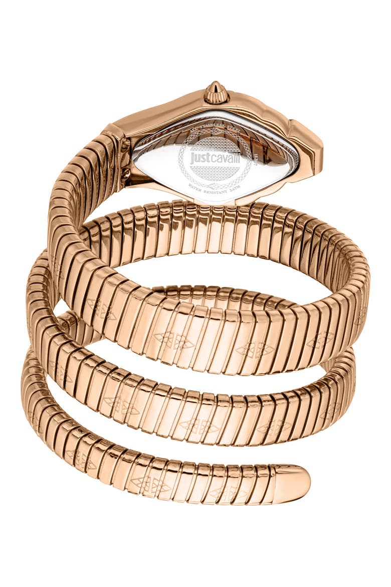 Coiled Snake Bracelet Watch, 22mm x 36.5mm, Alternate, color, ROSE GOLD