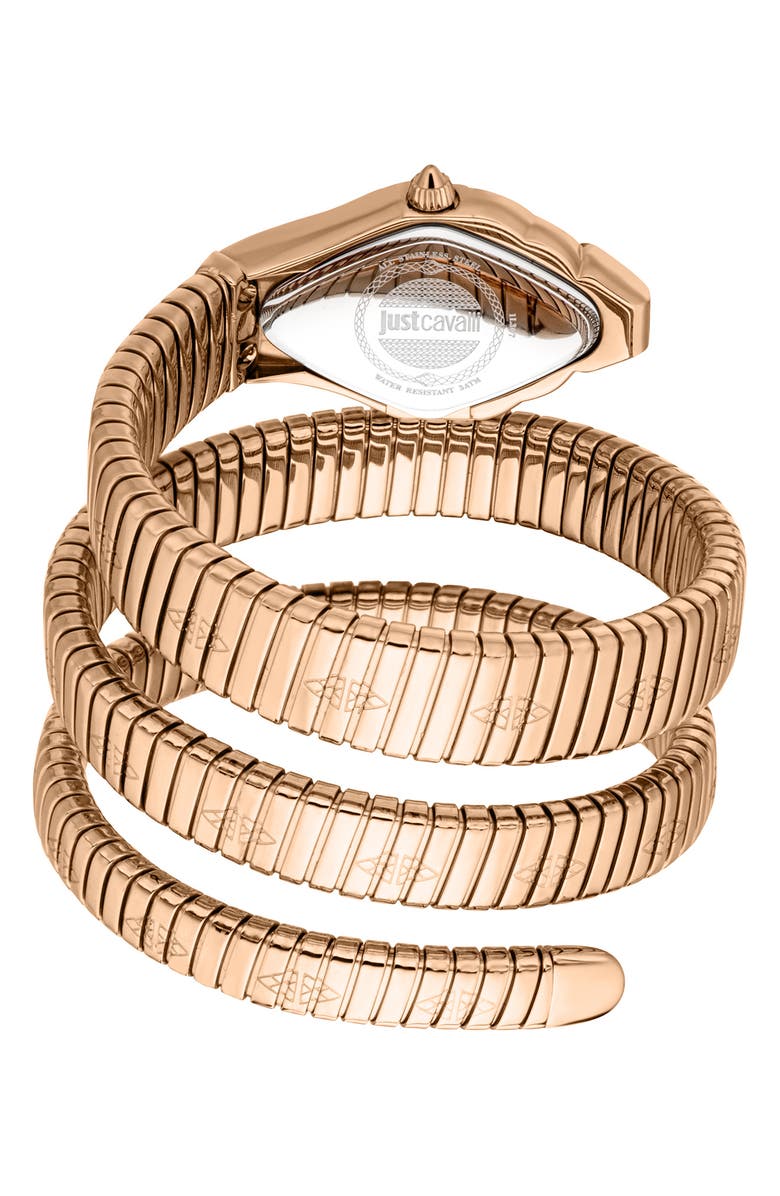 Just Cavalli Coiled Snake Bracelet Watch, 22mm x 36.5mm, Alternate, color, Rose Gold