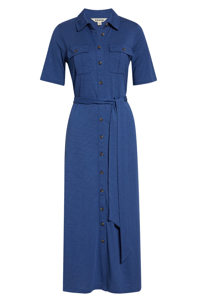 Boden Mavis Cotton Blend Shirtdress, Main, color, Denim Blue