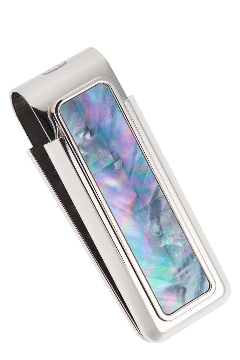 Mother-of-Pearl Inlay Money Clip, Alternate, color, GRAY