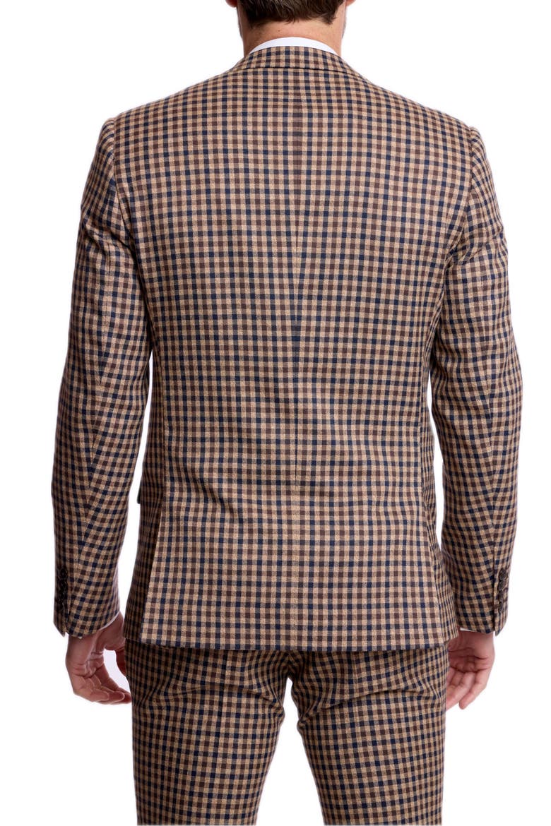 Dover Slim Fit Gingham Suit Jacket, Alternate, color, BROWN NAVY TAN GINGHAM