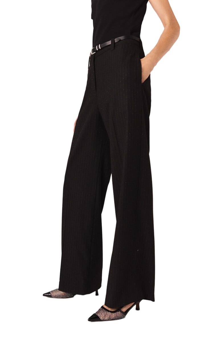 maje Rhinestone suit trousers, Alternate, color, Black