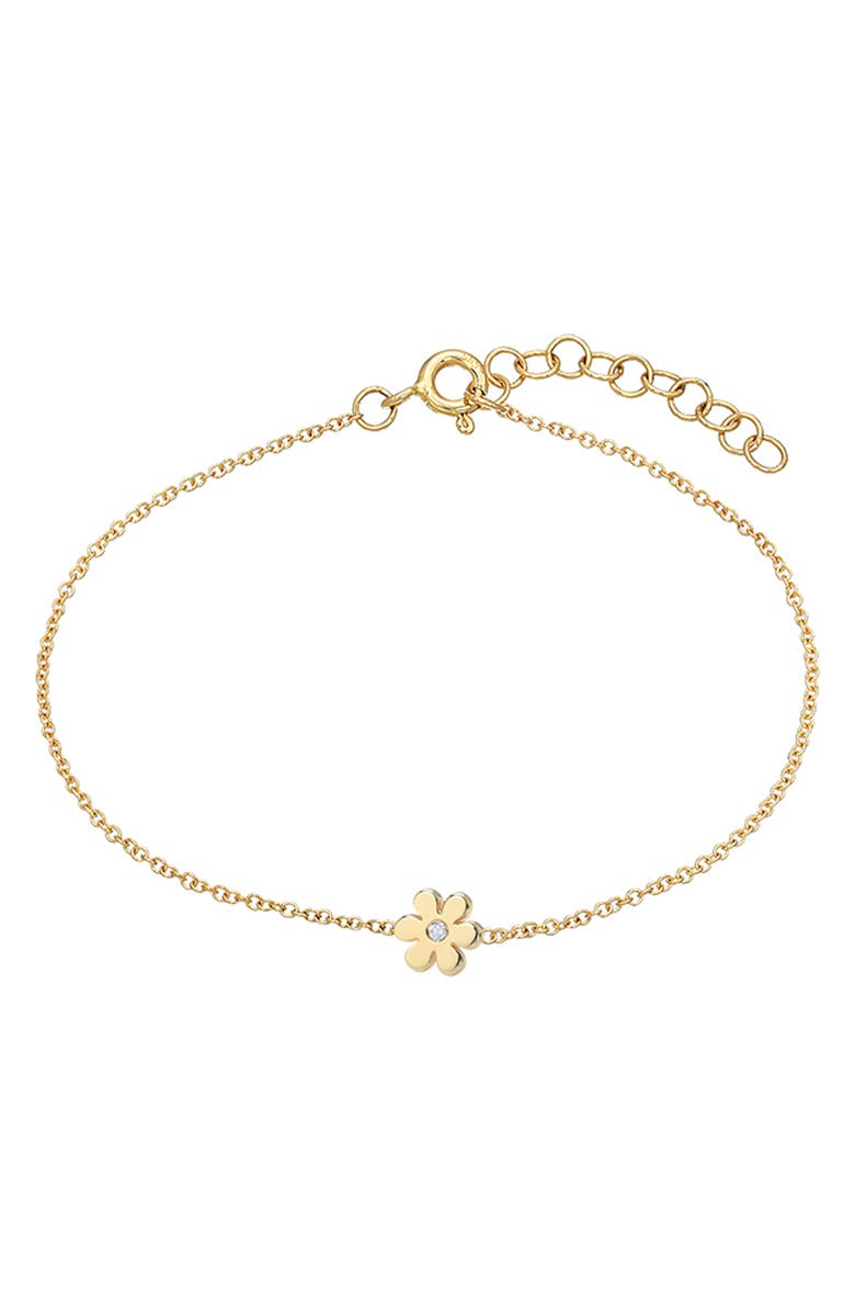 Zoe Lev Tiny Flower Chain Bracelet, Main, color, Yellow Gold