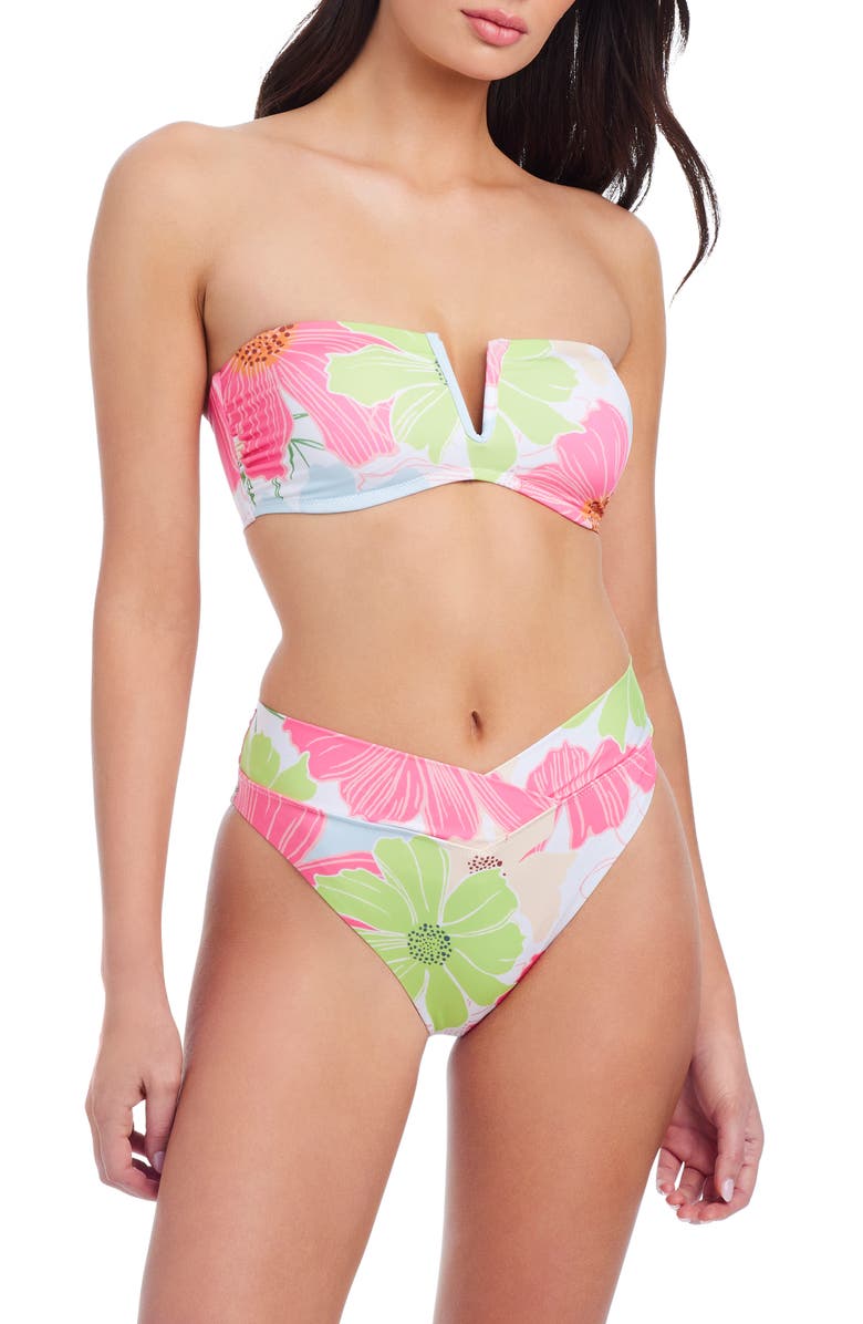 Sanctuary Charming Floral V-Wire Bandeau Bikini Top, Alternate, color, 