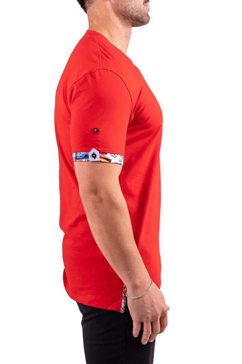Vivaldi Scarlet Red V-Neck Cotton T-Shirt, Alternate, color, RED