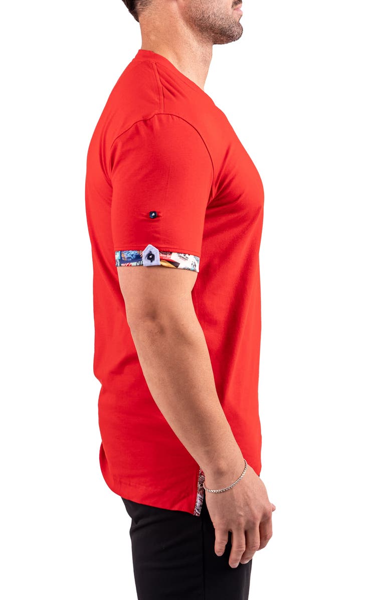 Maceoo Vivaldi Scarlet Red V-Neck Cotton T-Shirt, Alternate, color, Red