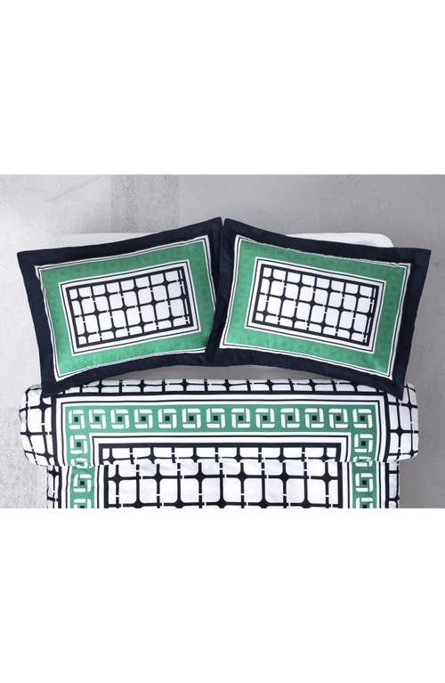 Brooks Brothers Set Of Two Framed Print Sateen Pillow Shams In Blue
