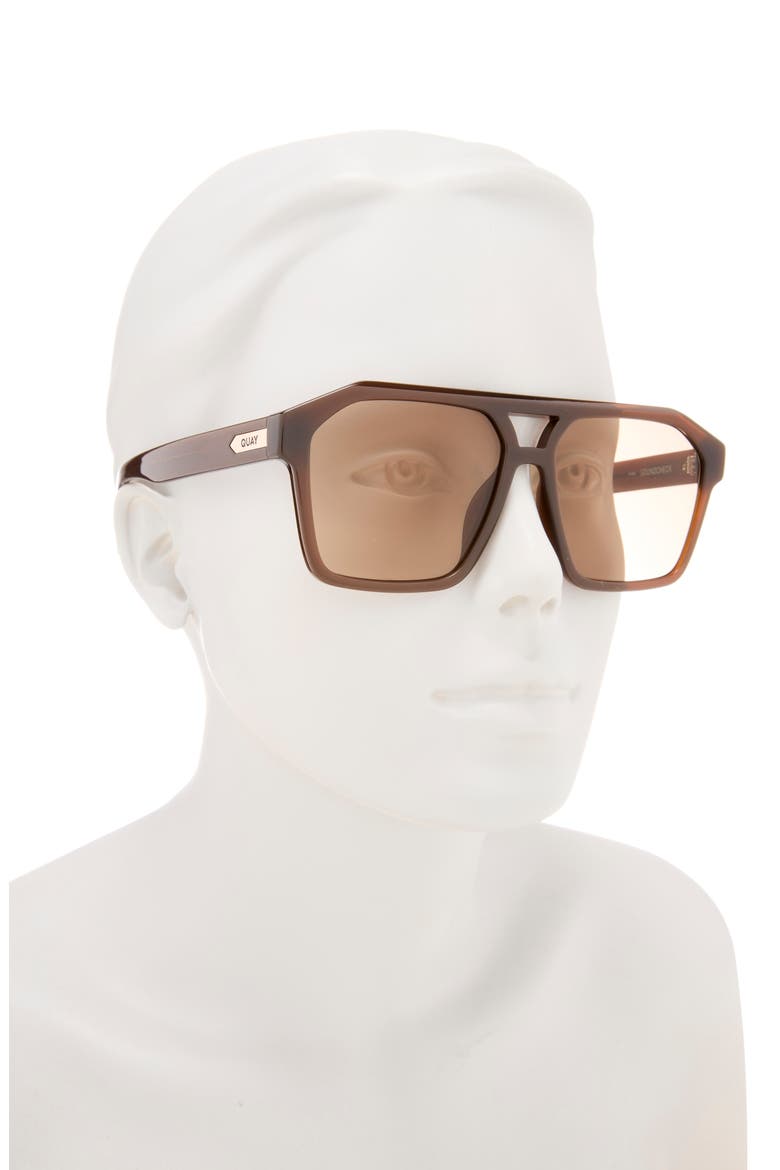 Soundcheck 57mm Gradient Aviator Sunglasses, Alternate, color, DARK BROWN/ TAN
