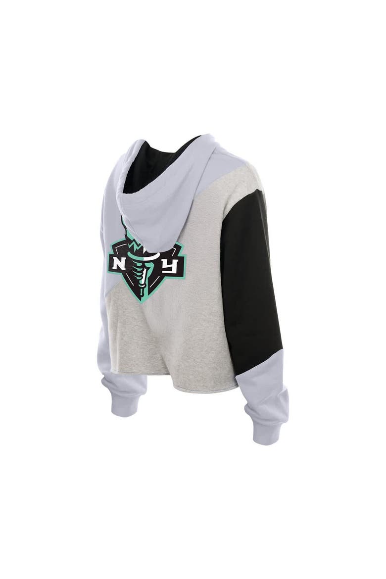Women's New Era  New York Liberty Upcycled Color Block Cropped Boxy Hoodie, Alternate, color, White
