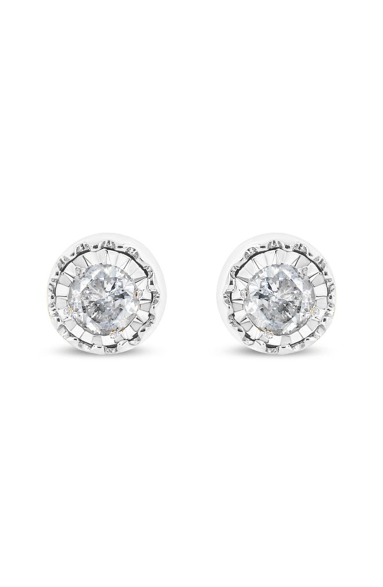 Haus of Brilliance Silver Miracle Set 3/8 Cttw Diamond Stud Earrings, Main, color, White