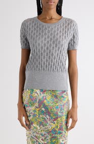 Dries Van Noten Target Short Sleeve Merino Wool Sweater