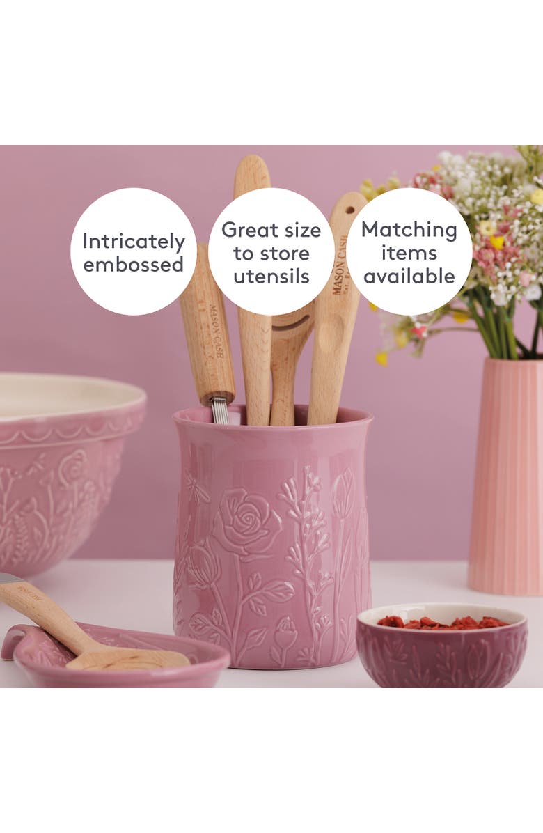 MASON CASH In The Meadow Utensil Crock, 6" x 5", Alternate, color, Pink