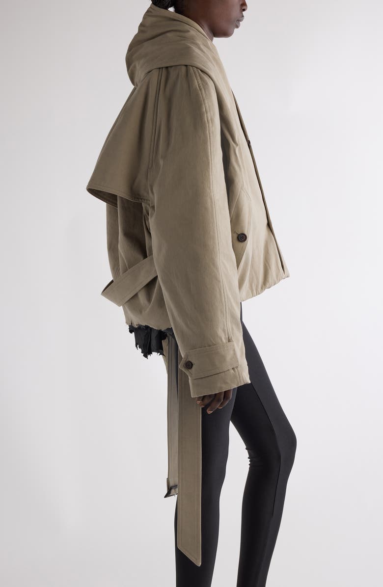 Balenciaga Oversize Insulated Crop Hooded Trench Coat, Alternate, color, 