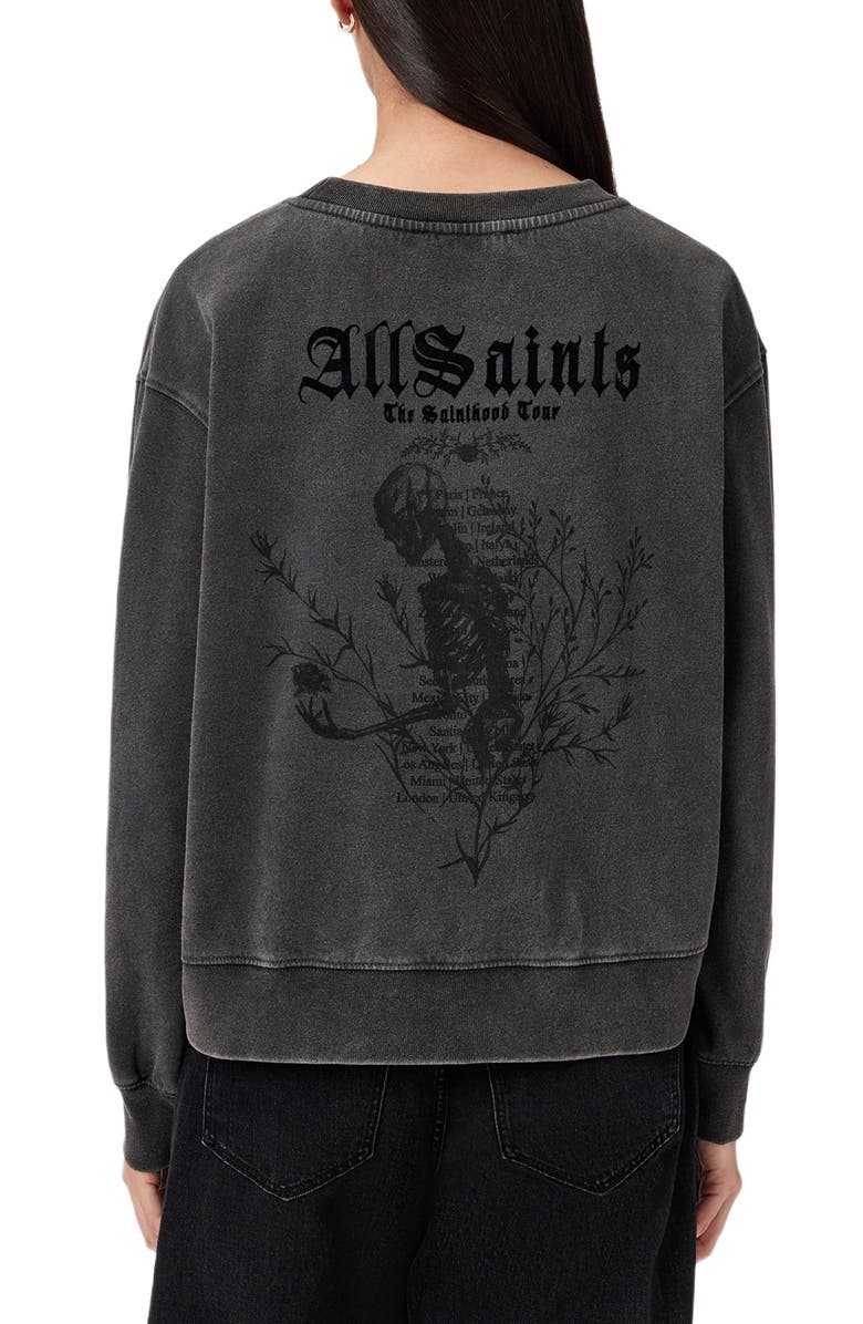 AllSaints Novus Pippa Cotton Graphic Sweatshirt, Alternate, color, Washed Black