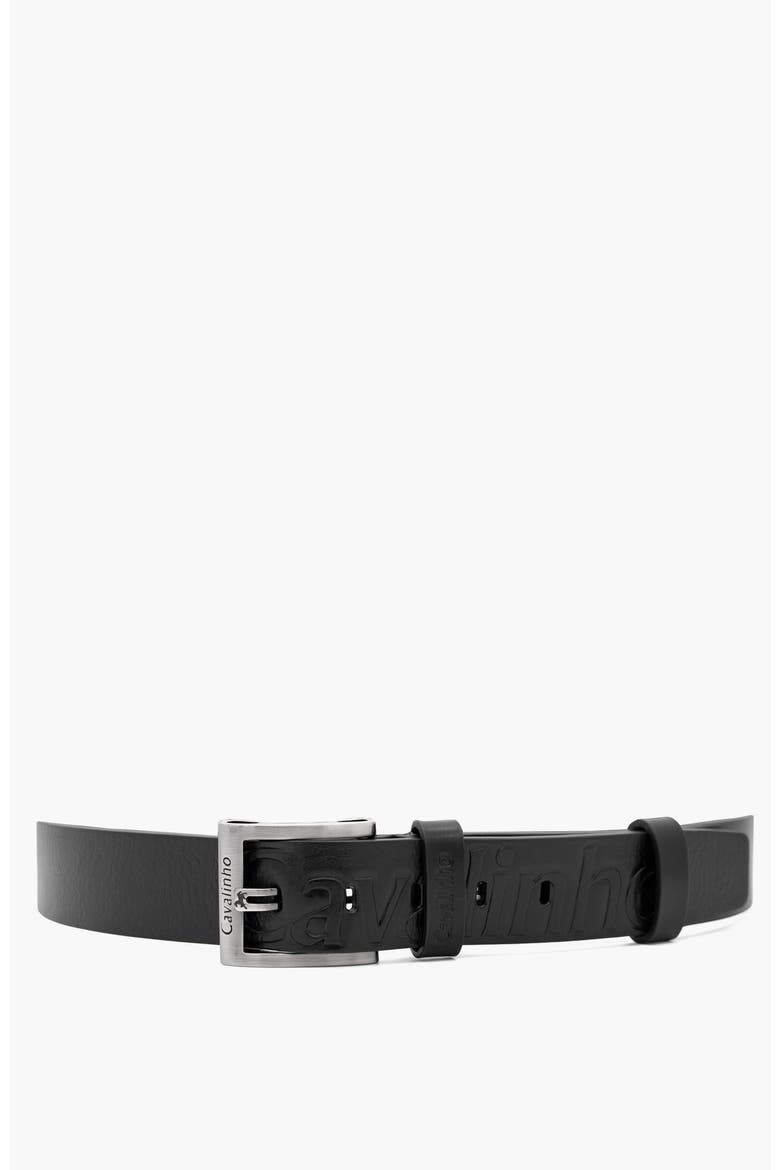 Classic 504 Embossed Leather Belt, Main, color, Black