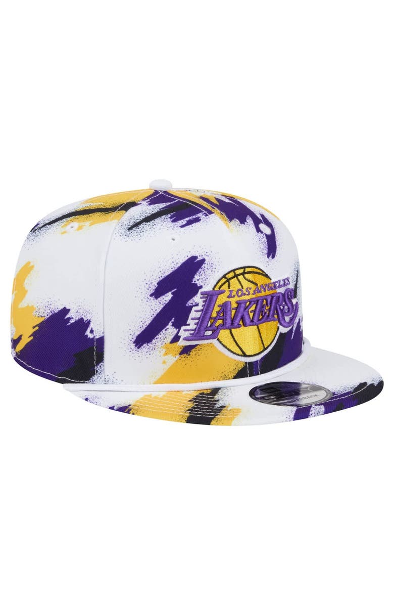 New Era Men's New Era  White Los Angeles Lakers Paint 9FIFTY Snapback Hat, Alternate, color, 