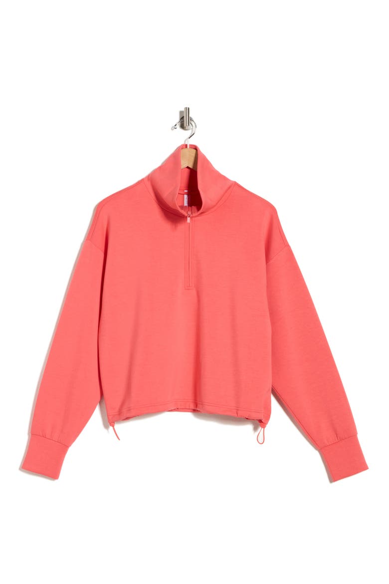 Whisper Knit Half Zip Sweatshirt, Alternate, color, CORAL SHARON