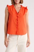 Daniel Rainn Ruffle Button-Up Top