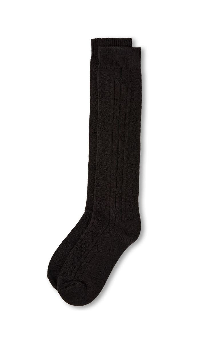 MeMoi Cozy Cable Ribbed Knit Knee-High Socks, Alternate, color, Black