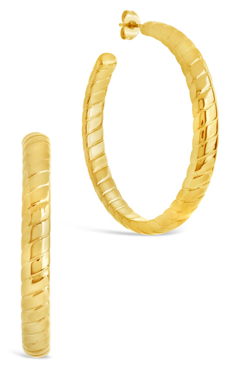 Sterling Forever Everly Textured Hoop Earrings, Alternate, color, Gold