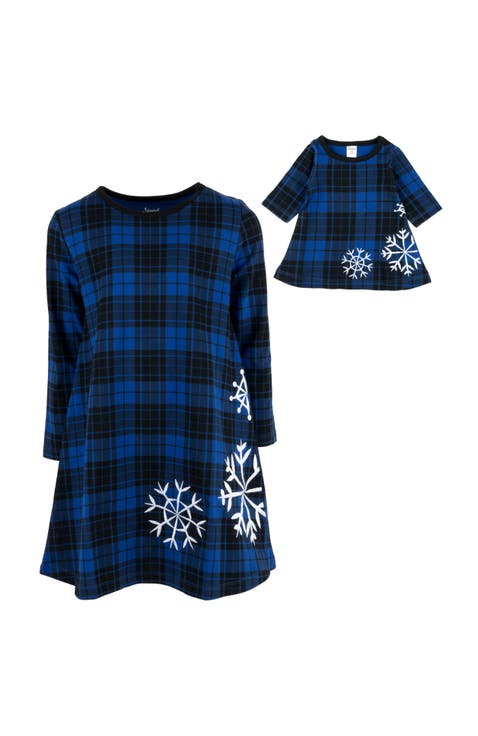 Girls Cotton Dress with Matching Doll Dress, Printed Design