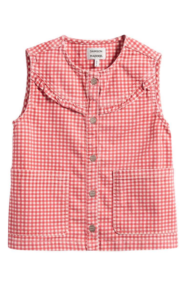 Damson Madder Mari Stretch Cotton Gingham Vest, Alternate, color,