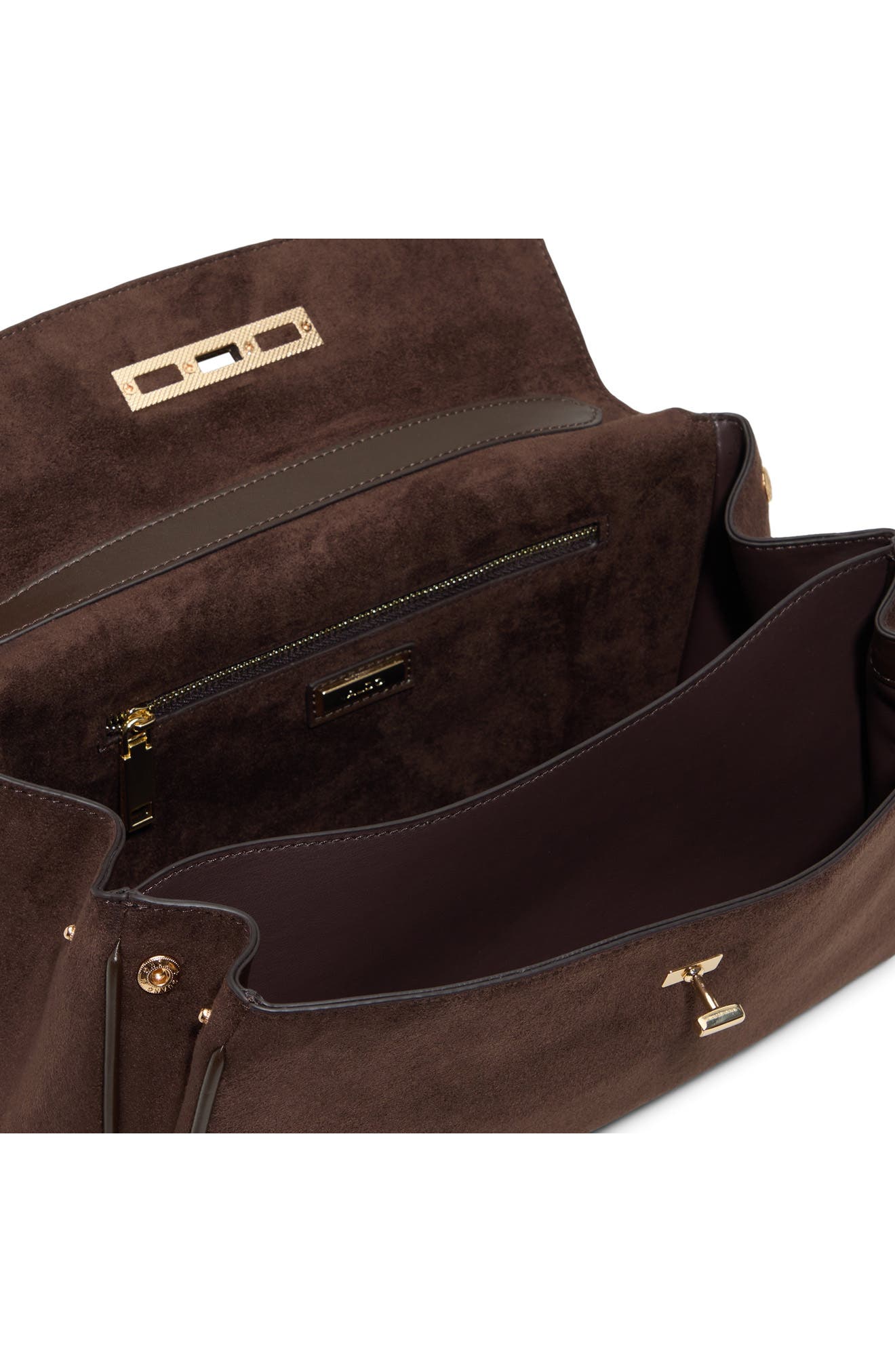 Katieax Faux Leather Satchel, Alternate, color, BROWN