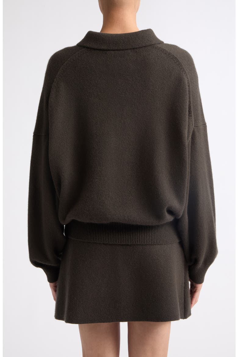 Etta Cashmere Polo Sweater, Alternate, color, DARK FERN